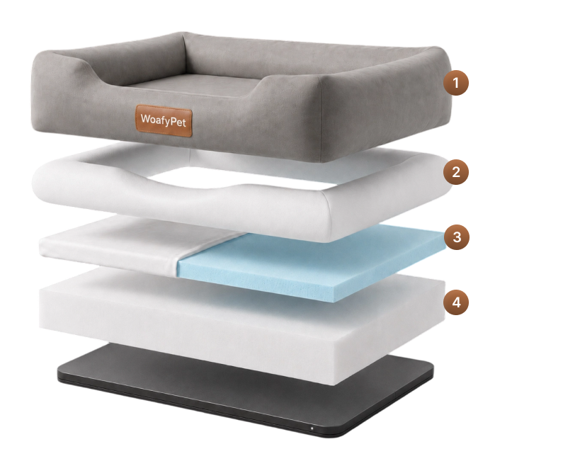 WoafyPet bed foam layers stacked vertically